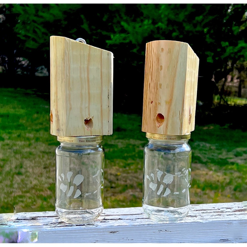 Carpenter Bee Traps Handmade from Recycled Materials Set of 2